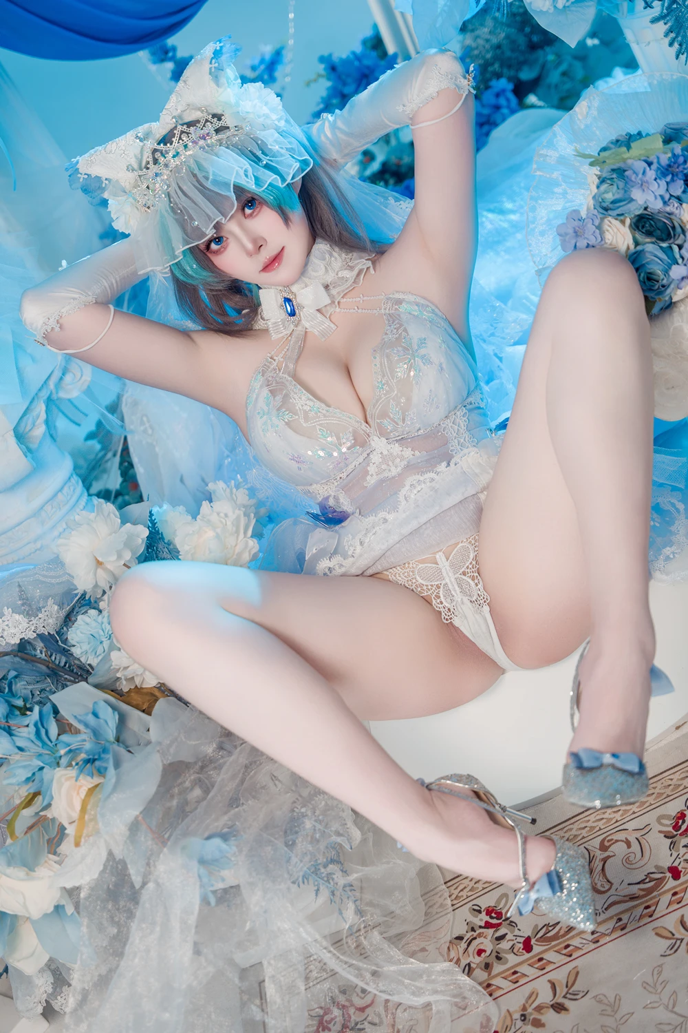 Cosplay Natsuko夏夏子 – 碧蓝航线 柴郡婚纱 - P35