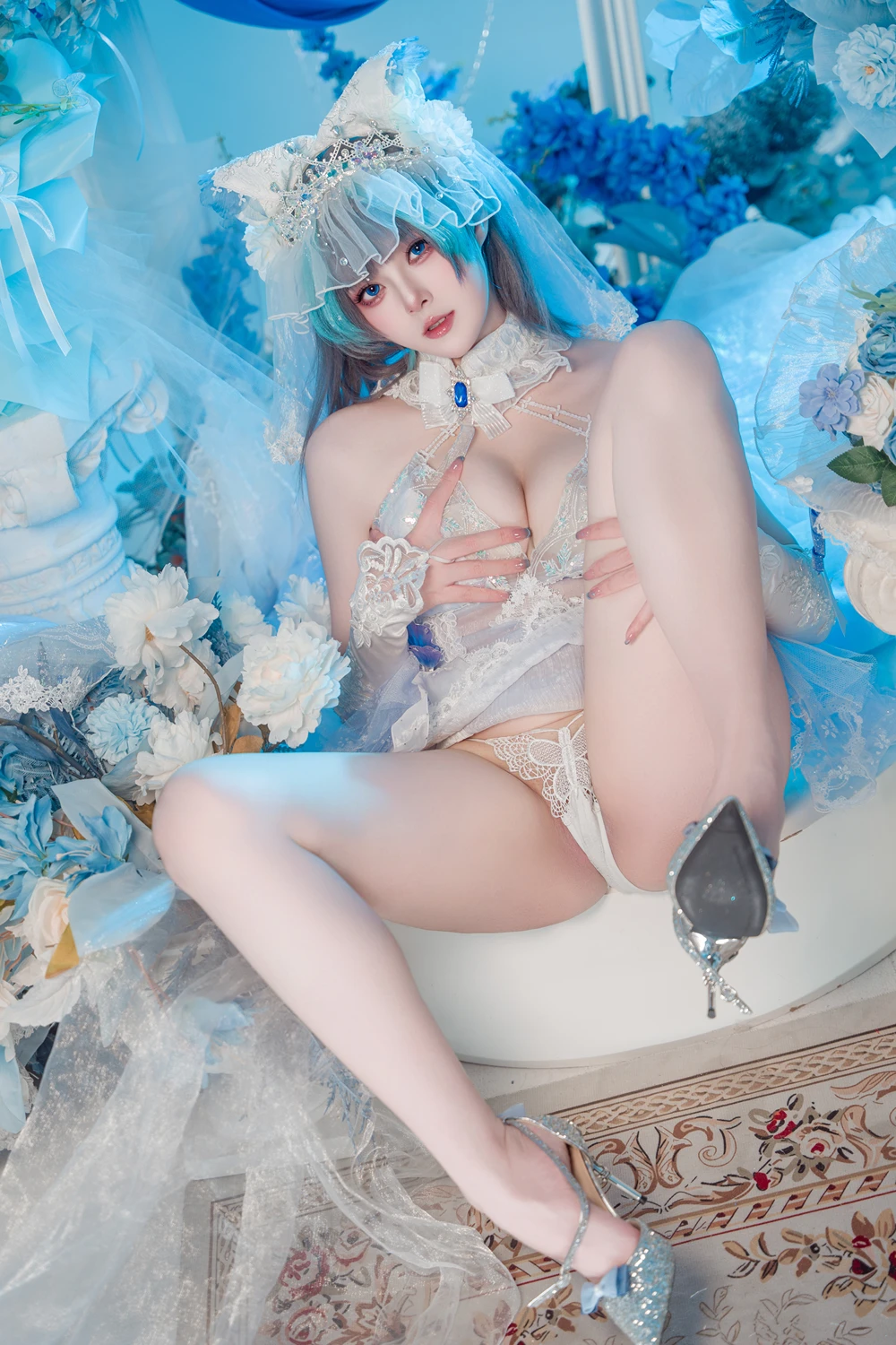 Cosplay Natsuko夏夏子 – 碧蓝航线 柴郡婚纱 - P36