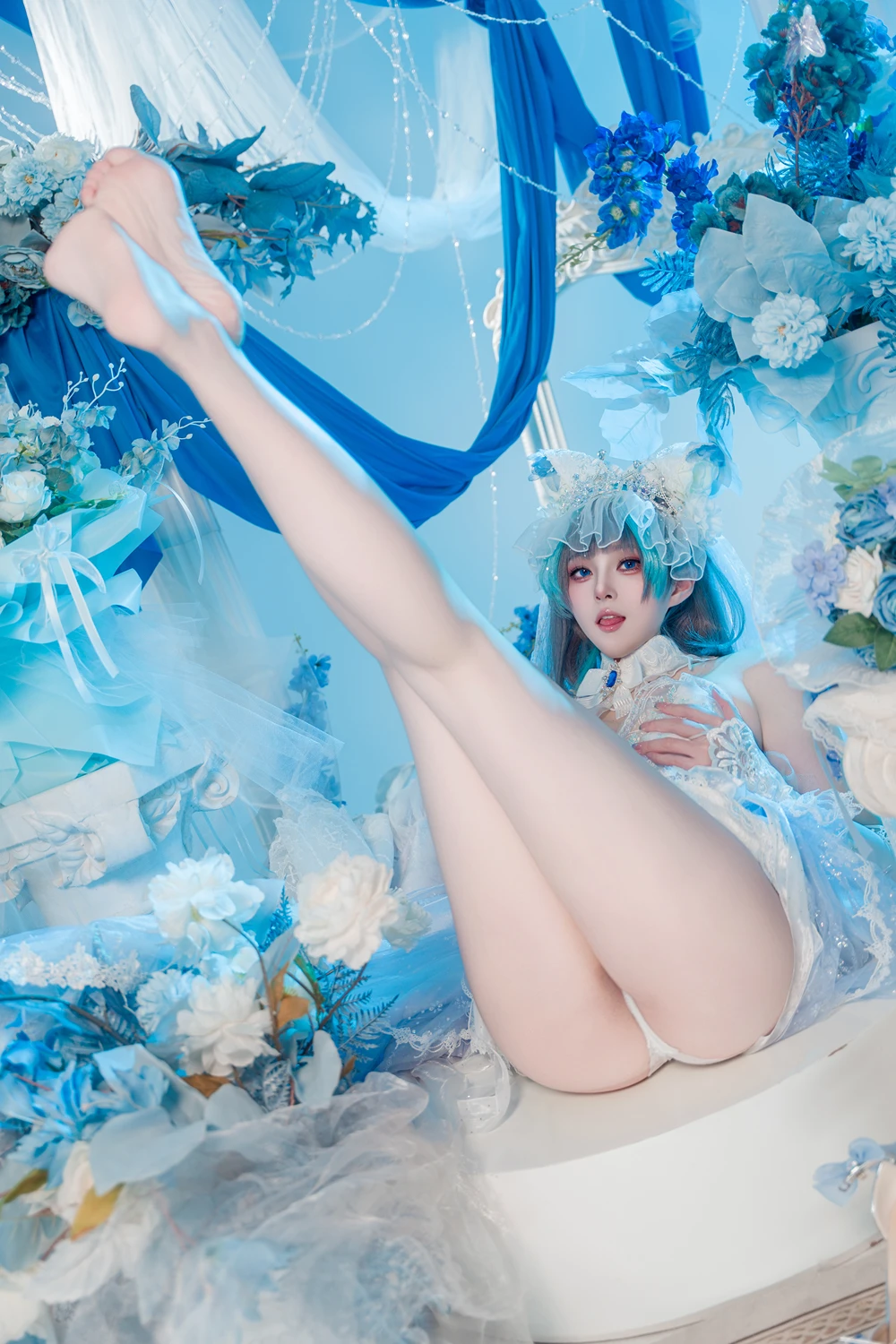 Cosplay Natsuko夏夏子 – 碧蓝航线 柴郡婚纱 - P38