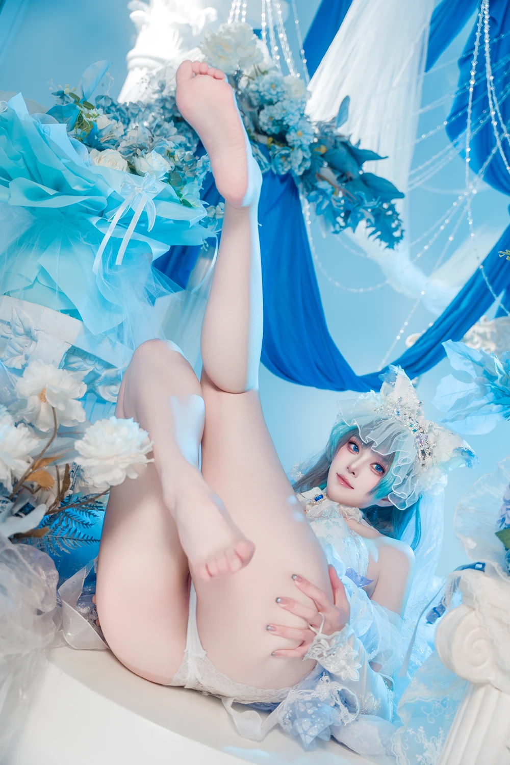 Cosplay Natsuko夏夏子 – 碧蓝航线 柴郡婚纱 - P40