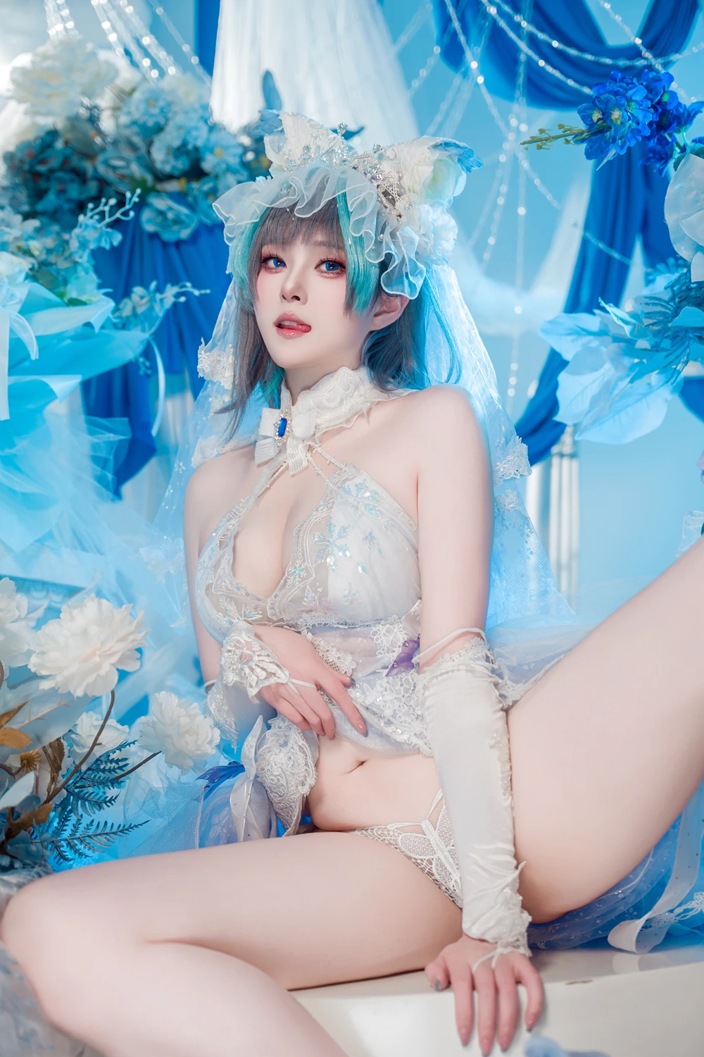 Cosplay Natsuko夏夏子 – 碧蓝航线 柴郡婚纱 - P43