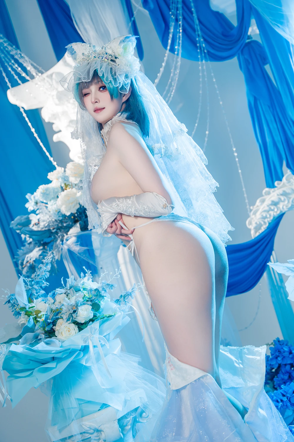 Cosplay Natsuko夏夏子 – 碧蓝航线 柴郡婚纱 - P53