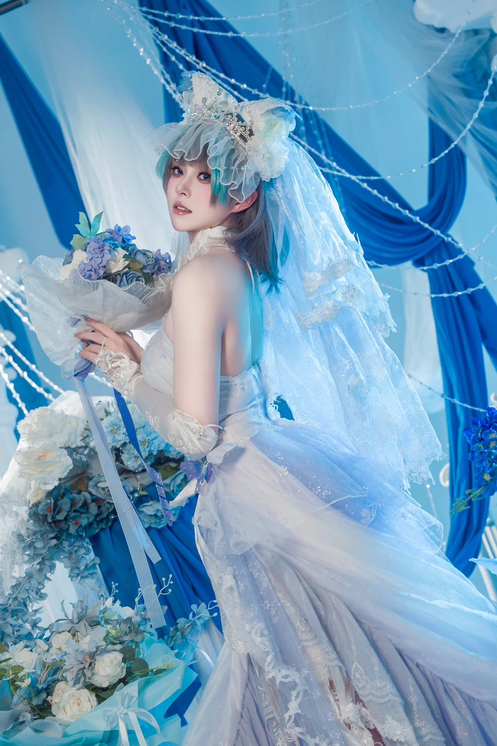 Cosplay Natsuko夏夏子 – 碧蓝航线 柴郡婚纱 - P7
