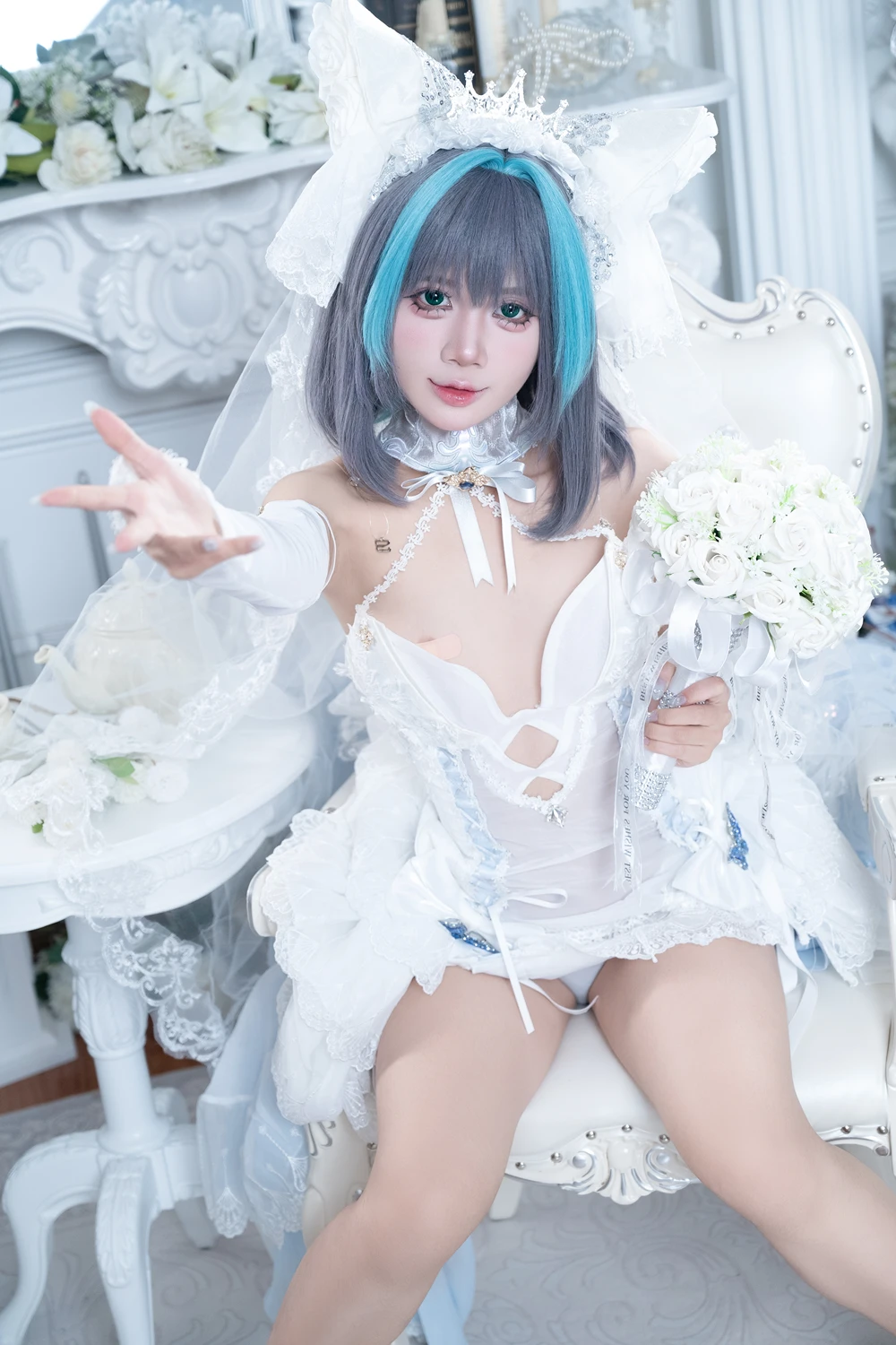 Cosplay PoppaChan – Cheshire Wedding & Nikke Blanc - P9