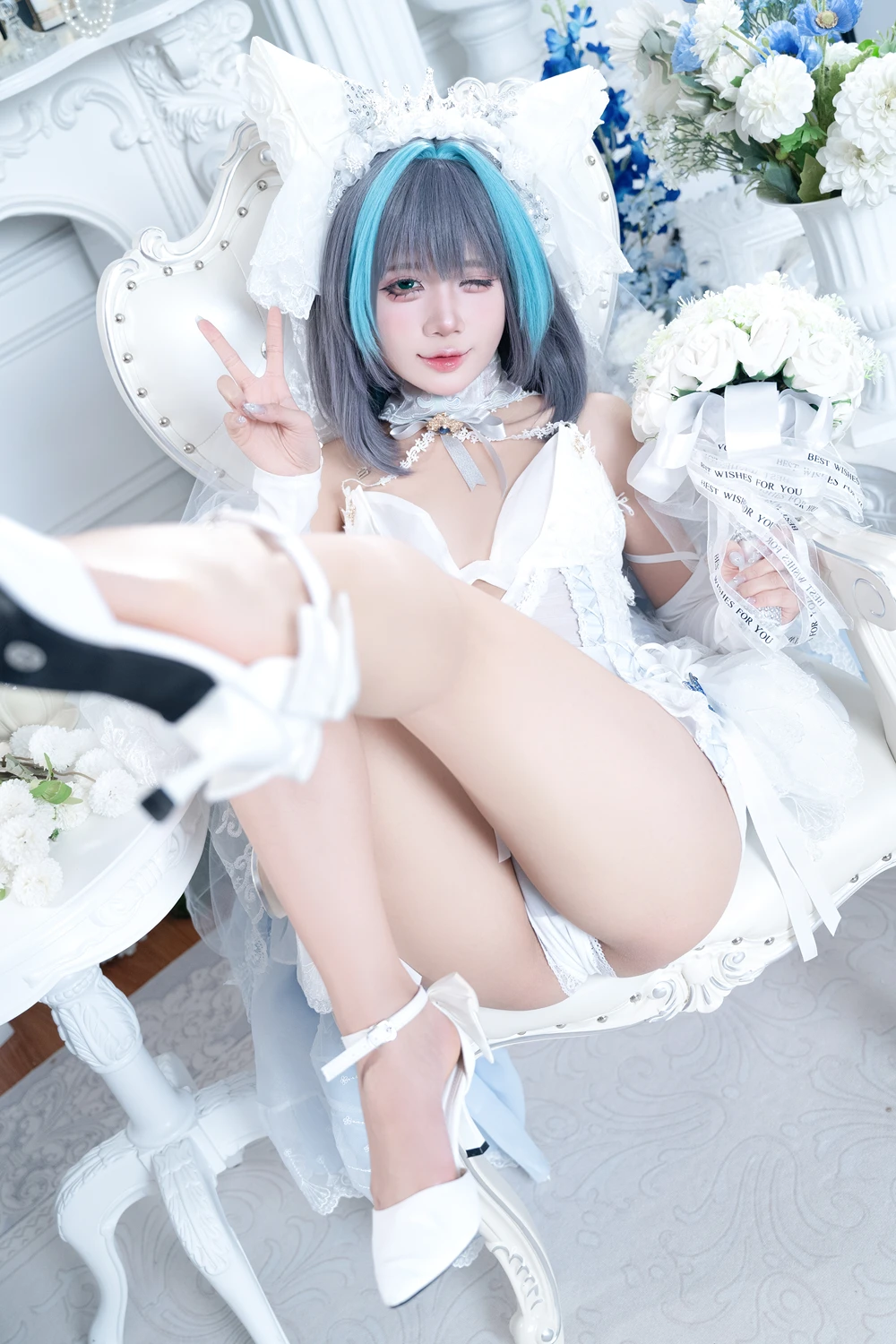 Cosplay PoppaChan – Cheshire Wedding & Nikke Blanc - P10