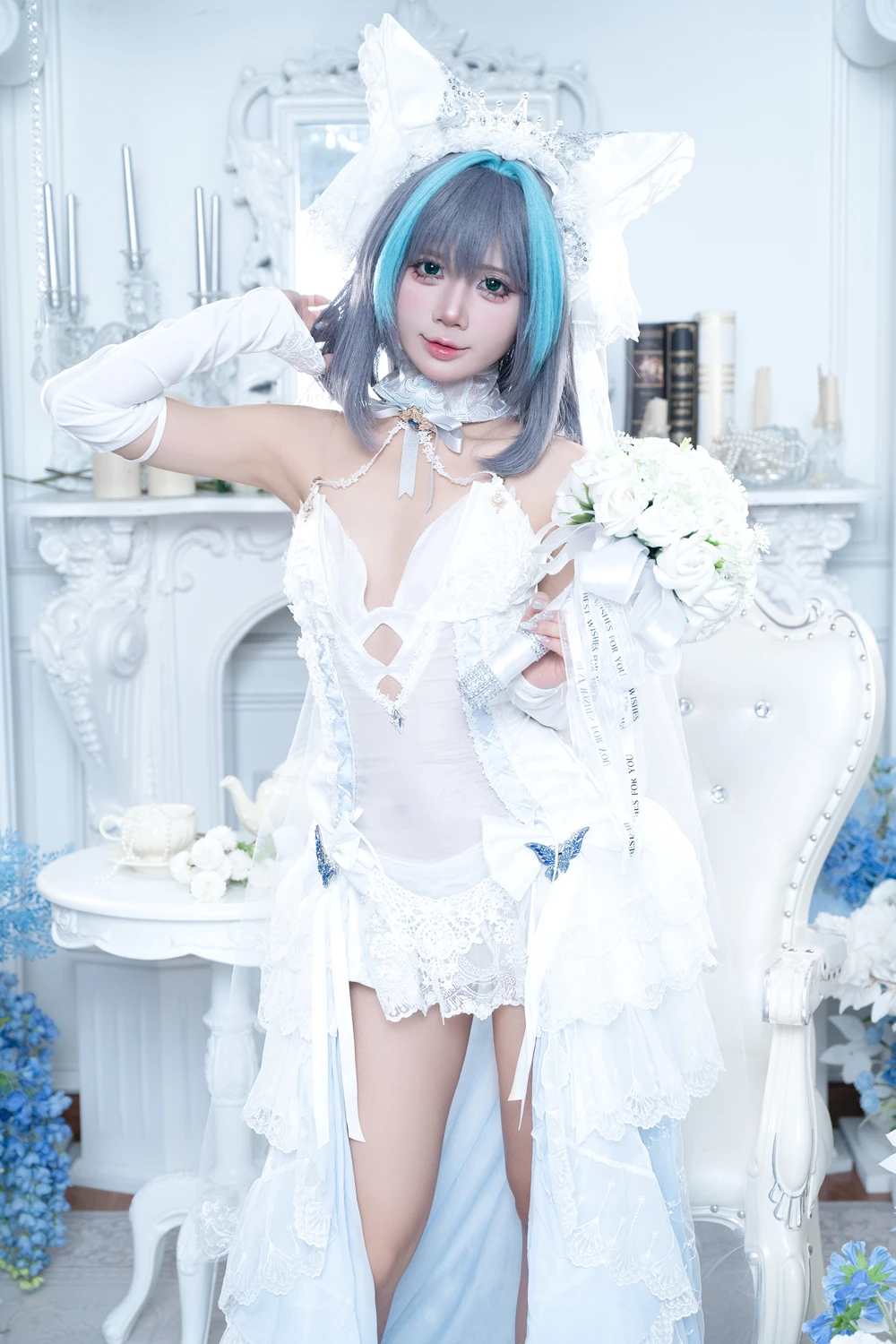 Cosplay PoppaChan – Cheshire Wedding & Nikke Blanc - P1