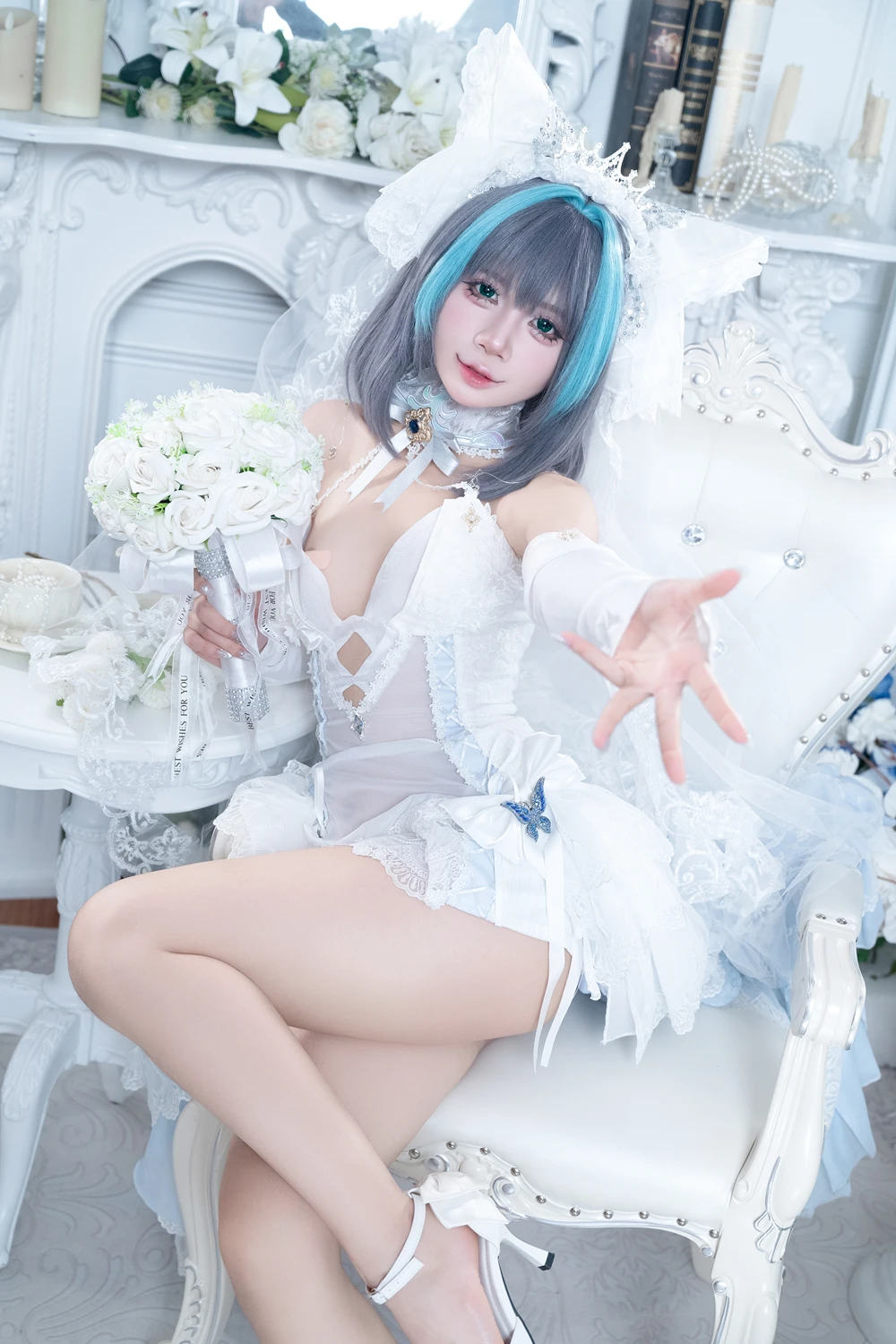 Cosplay PoppaChan – Cheshire Wedding & Nikke Blanc - P8