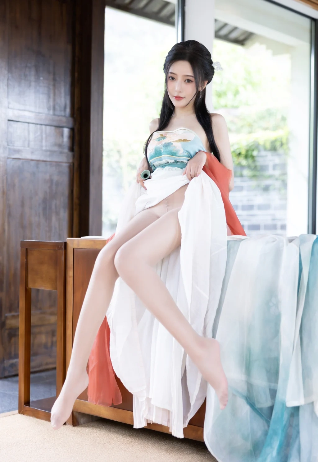 [内购无水印] 王馨瑶Yanni: 绿色古装 瀑布 (112 photos) - P6