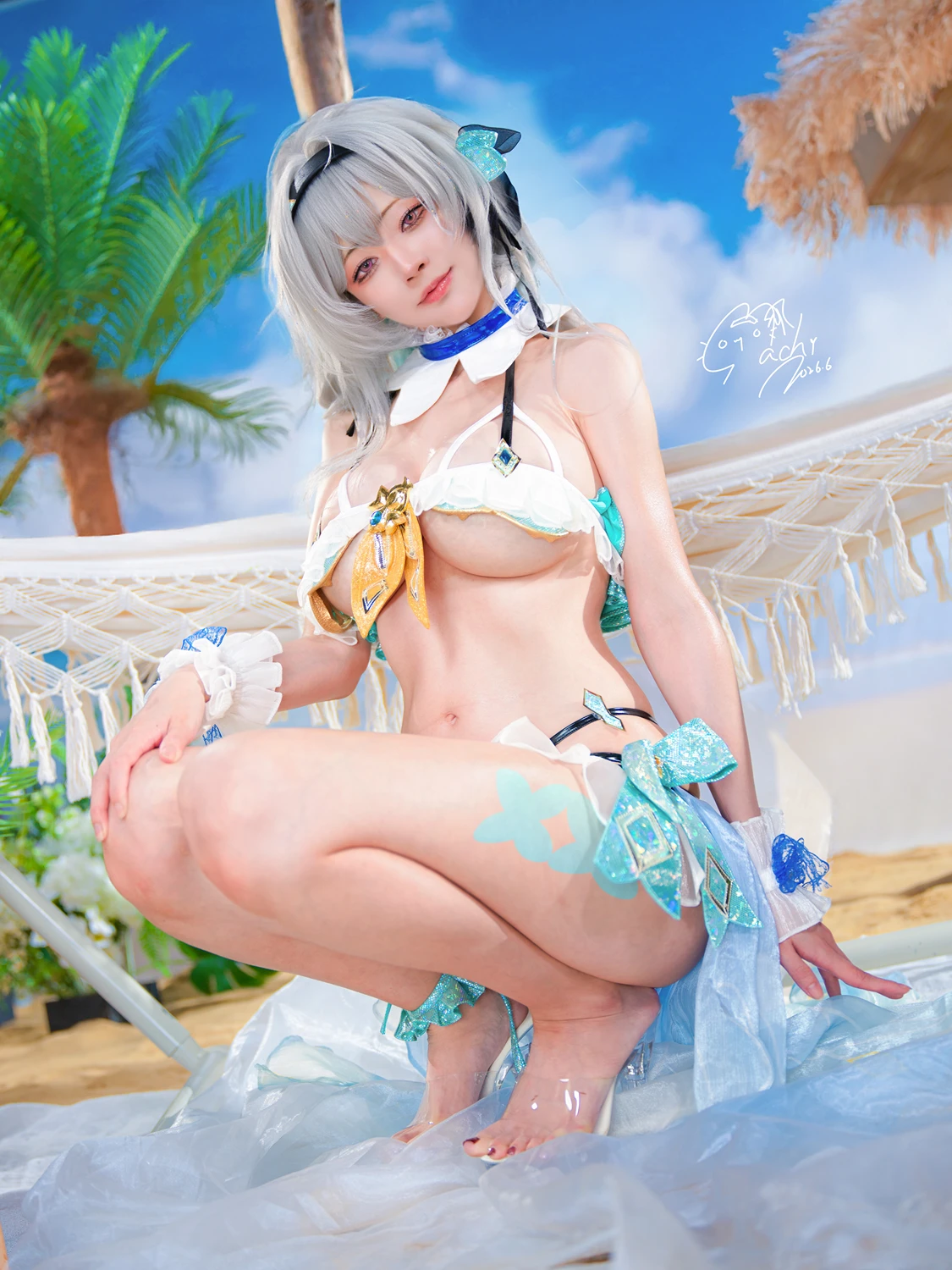 Cosplay Machi馬吉 – 崩壞 星穹鐵道 流螢泳裝 Firefly Bikini - P11