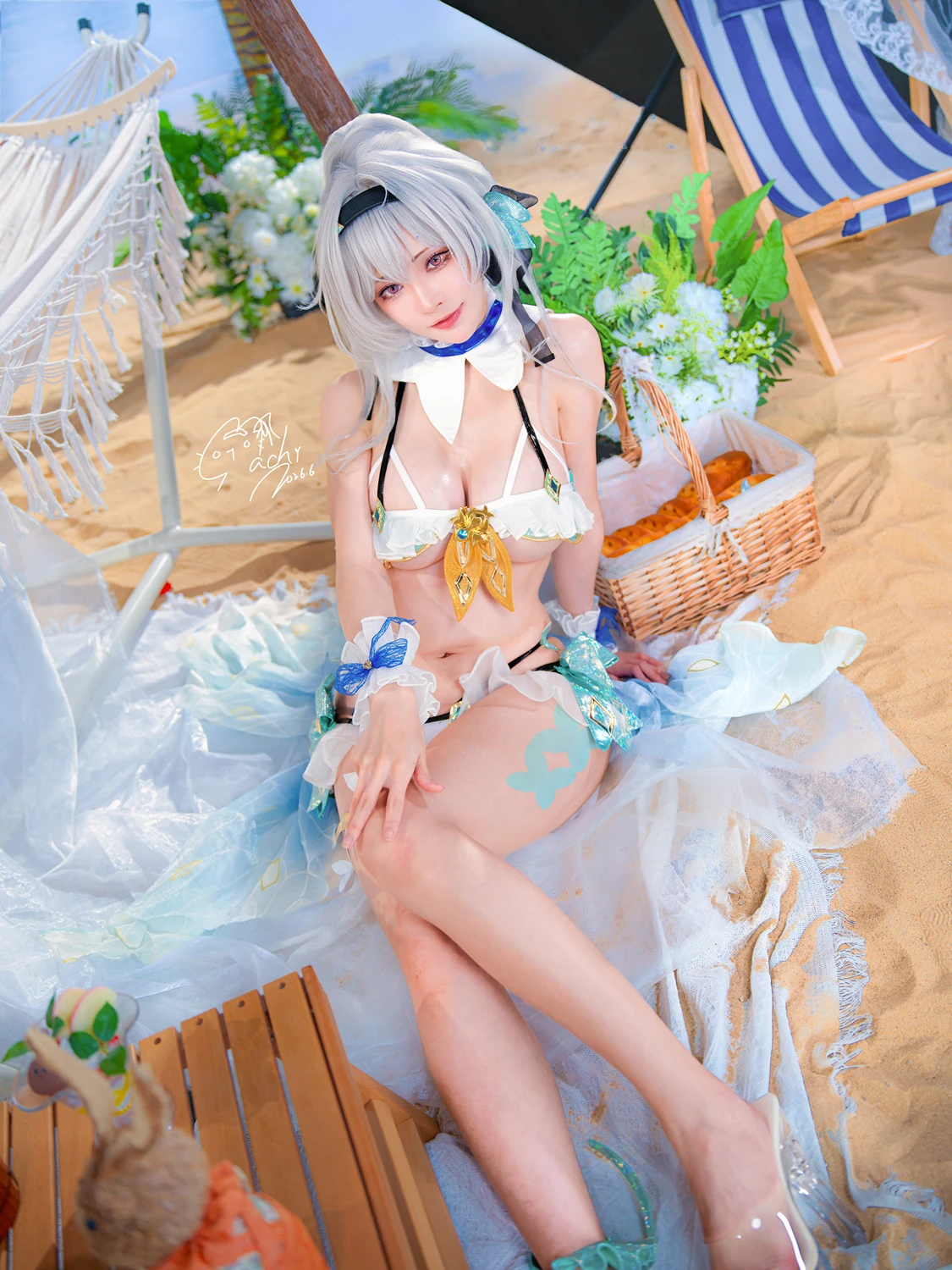 Cosplay Machi馬吉 – 崩壞 星穹鐵道 流螢泳裝 Firefly Bikini - P14
