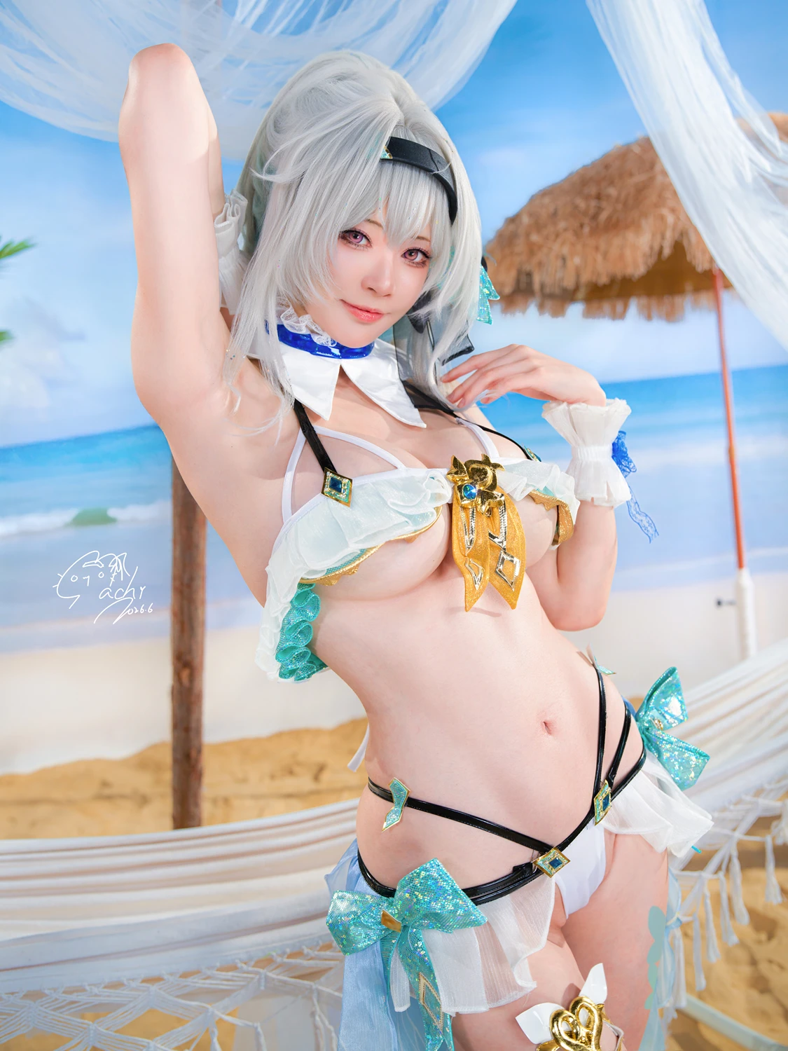 Cosplay Machi馬吉 – 崩壞 星穹鐵道 流螢泳裝 Firefly Bikini - P5
